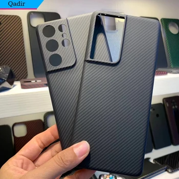 Калъф за телефон от въглеродни влакна Qadir за Samsung Galaxy S21 Ултра, ултра-600D с обработката на фини линии NOTE 20, сверхпрочный калъф за вашия телефон