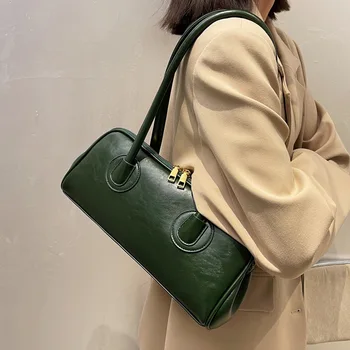 Марка дизайнерски Дамски чанта от изкуствена кожа, модни Проста чанта, Реколта Ретро чанта за през рамо възглавница