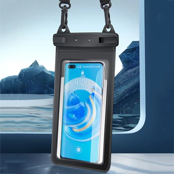 Водоустойчив Калъф за телефони, чанти за плуване, прозрачен калъф за телефон със сензорен екран, протектор с панделка за гмуркане под вода