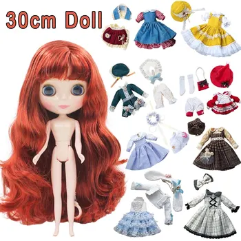 30 см DBS Blyth 7 Подвижни стави Рокля за момичета 3D играчка с очи с дрехи, Детски играчки за момичета Детски подарък