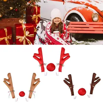Коледна украса на Колата Оленьими Рога, Украса на автомобил, Подходящи за носа повечето декоративни елени и вида на Отпадъчните автомобилни Рога