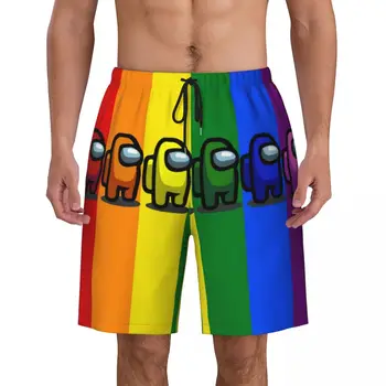 Обичай Топене на гей-парад в САЩ, бързо съхнещи Мъжки плажни шорти, с Преливащи се цветове на ЛГБТ бански костюми, Плажни шорти