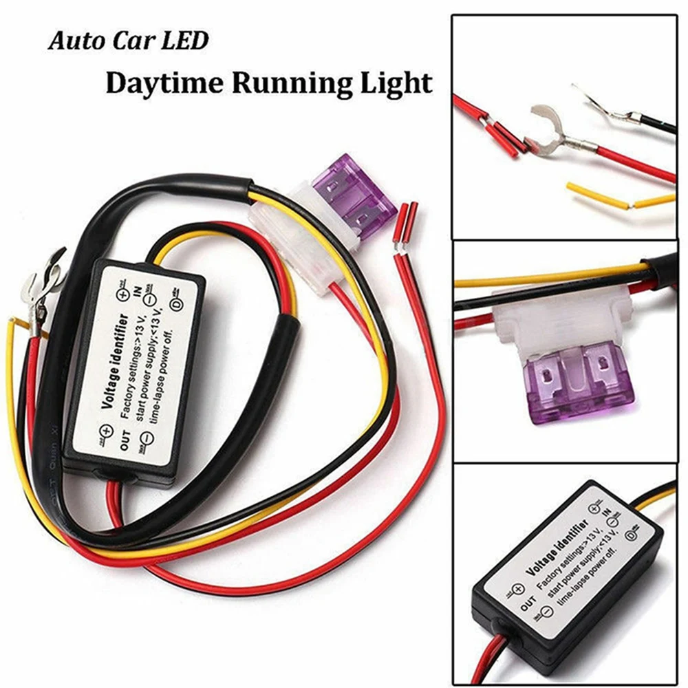 Автомобилни LED Дневни светлини Контролер Реле окабеляването на Димер Вкл/изкл 12-18 В Контролер фарове за мъгла, фаровете, DRL Контролер . ' - ' . 1