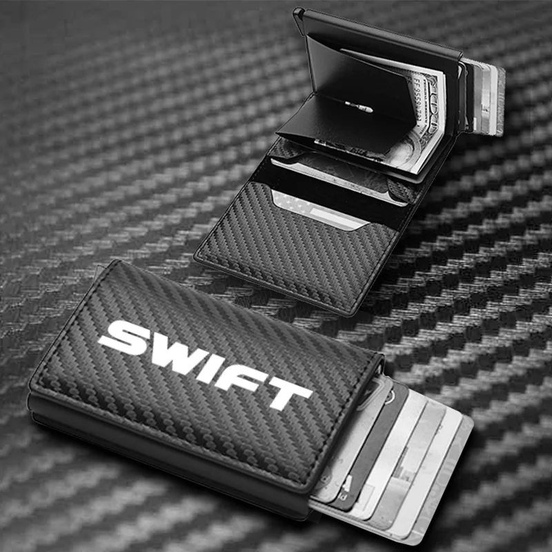 Държач за карти, изработени от Въглеродни влакна, Чанти За Мъже И Жени, RFID Кожена Тънък мини чантата си за Suzuki Swift, автомобилни Аксесоари . ' - ' . 1