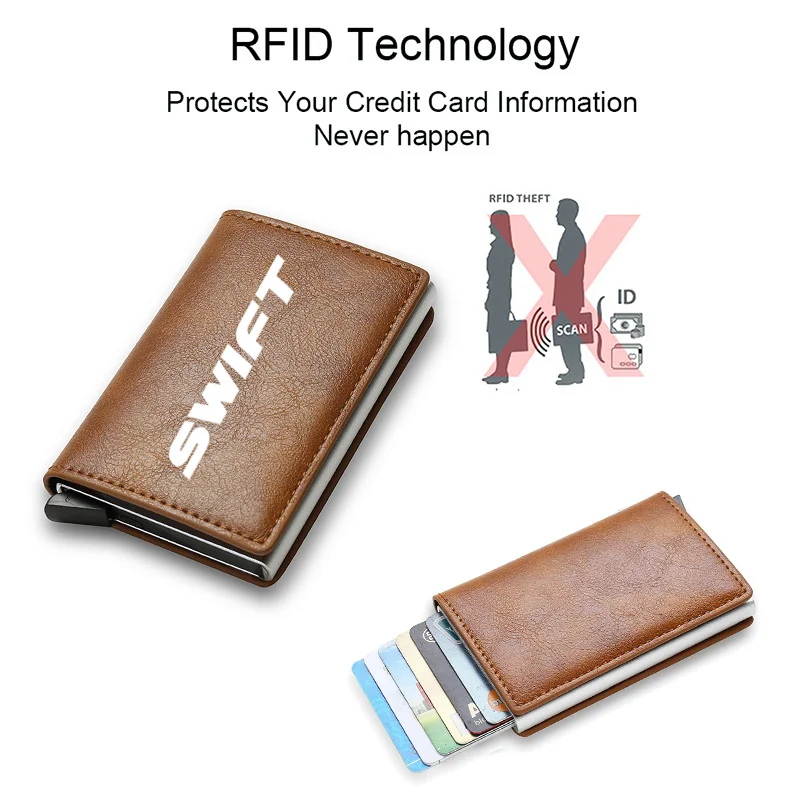 Държач за карти, изработени от Въглеродни влакна, Чанти За Мъже И Жени, RFID Кожена Тънък мини чантата си за Suzuki Swift, автомобилни Аксесоари . ' - ' . 2