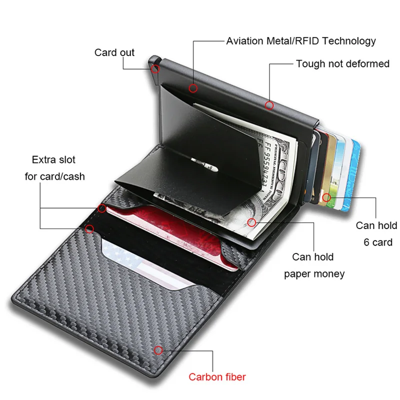 Държач за карти, изработени от Въглеродни влакна, Чанти За Мъже И Жени, RFID Кожена Тънък мини чантата си за Suzuki Swift, автомобилни Аксесоари . ' - ' . 5