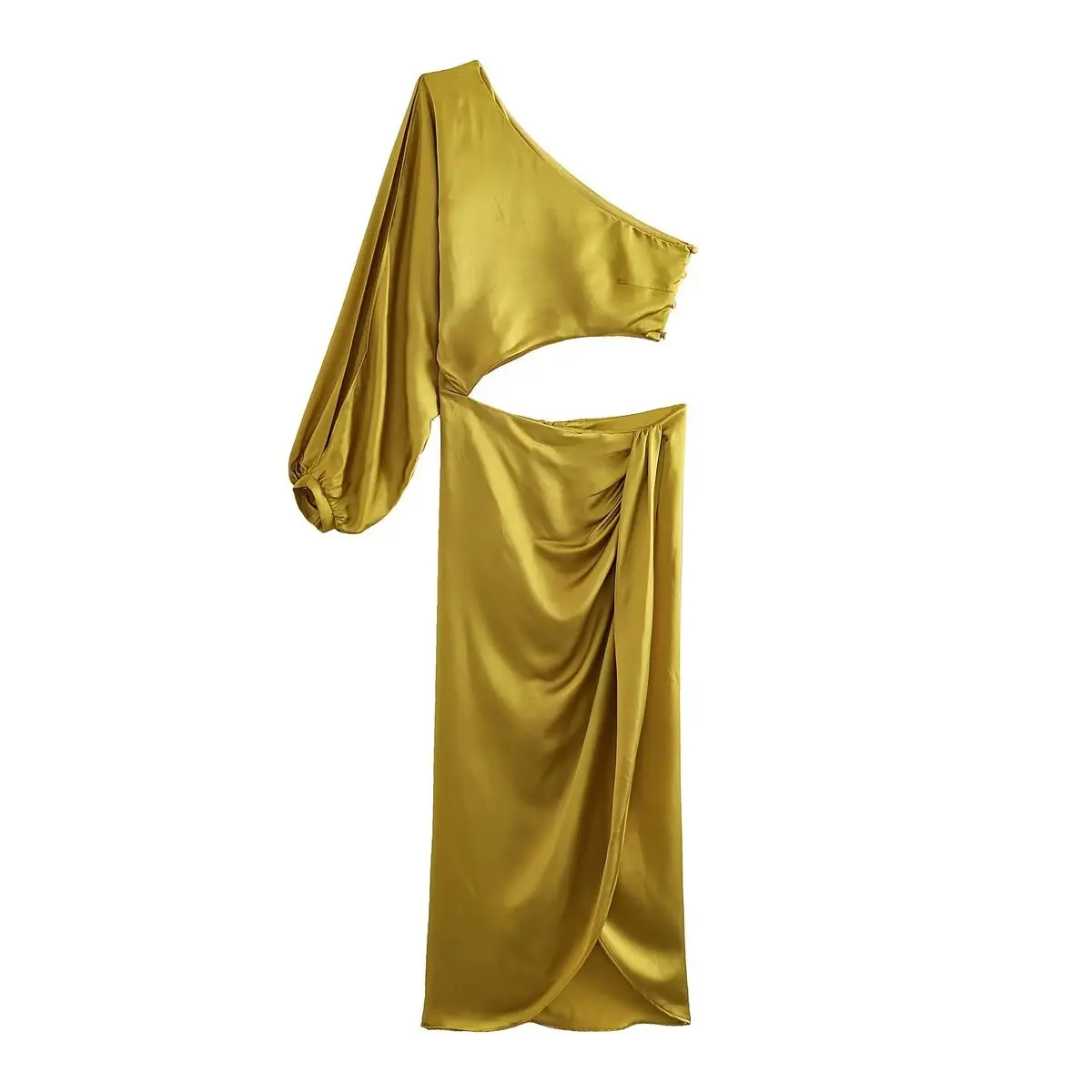 Жена Коприна Атласное рокля, Асиметрични Рокли За Жени, Елегантно Луксозно Женствена Рокля с едно рамо, Нова Мода Дамски Летни Дрехи . ' - ' . 5