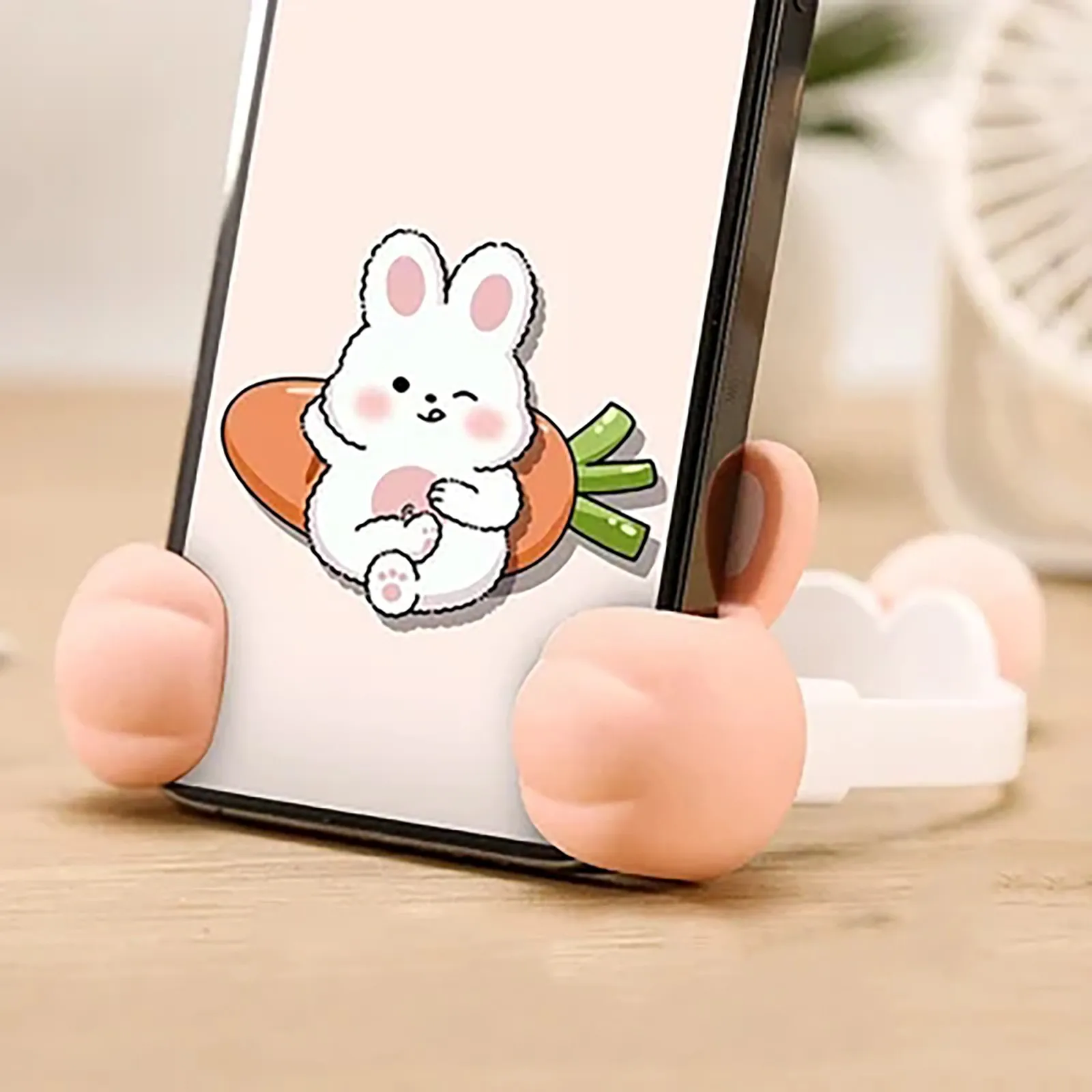 Сладък поставка за телефон със заек, Регулируема стойка за телефон със заек на маса, Хубаво преносима настолна поставка за iPhone Huawei Samsung Xiaomi . ' - ' . 2