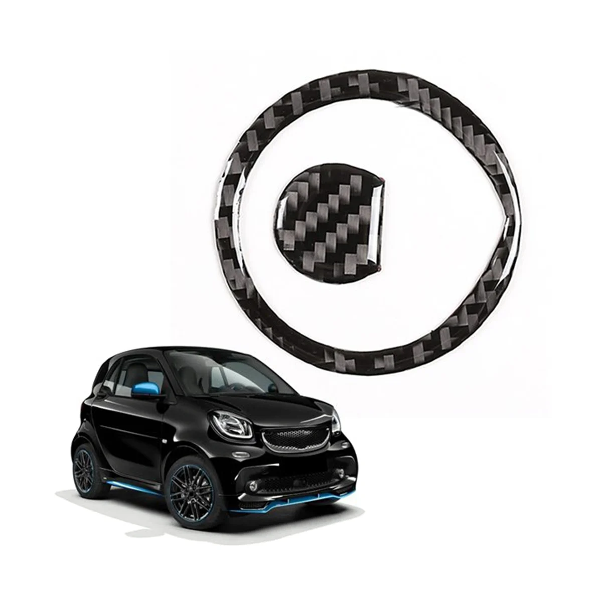 Стикери с логото на волана на колата е от въглеродни влакна, декоративни стикери за Benz, Smart 453 Fortwo 2016-2021 . ' - ' . 2