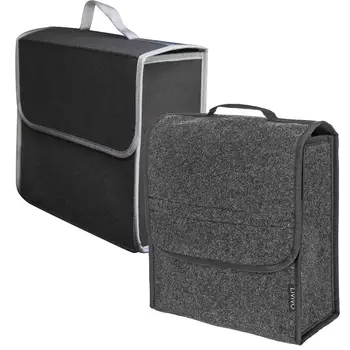 Ефективен Органайзер за багажник на Лека чанта за съхранение на багажника на Колата Сгъваема Филцови кутия за прибиране на автомобил Черен на Сив За автомобили